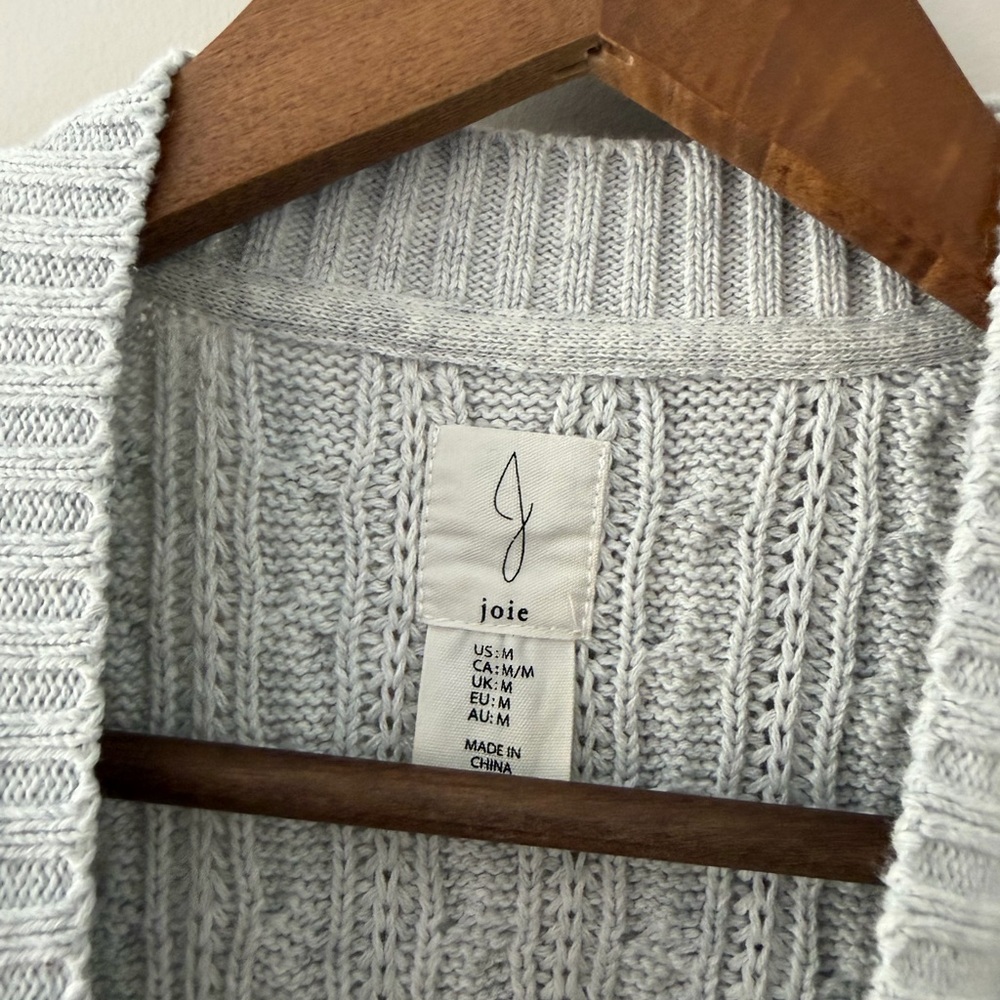 Joie Light Gray Cable Knit Crewneck Sweater Vest Size Medium - Picture 5 of 7